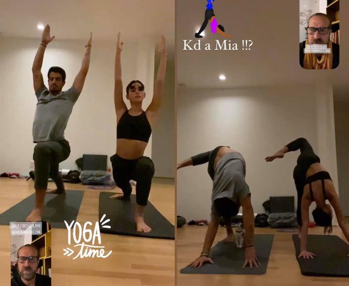 Bruna Marquezine e Enzo Celulari praticam yoga juntos