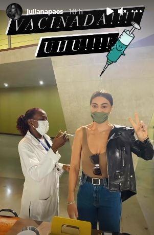 Juliana Paes recebe primeira dose da vacina contra a Covid