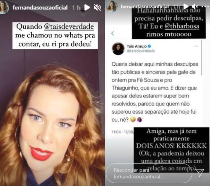 Fernanda Souza se manifesta sobre gafe de Taís Araújo