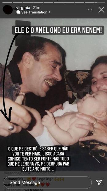 Virginia Fonseca usa anel de seu falecido pai