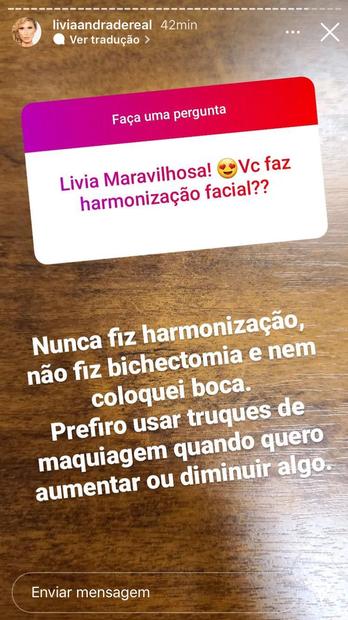 Lívia Andrade fala sobre harmonização facial
