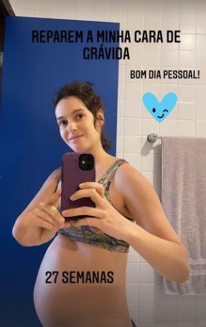 Maria Flor completa 27 semanas e mostra barriguinha de gravidez