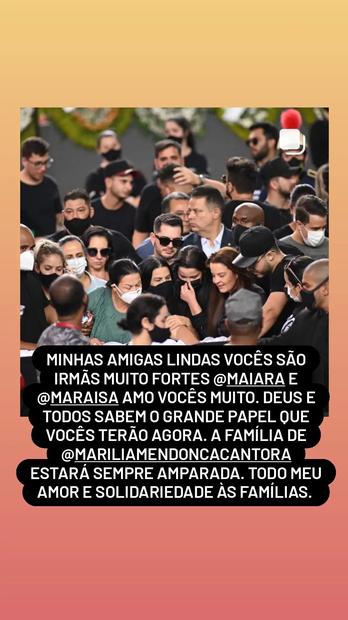 Anitta apoia Maiara e Maraisa no velório de Marília Mendonça