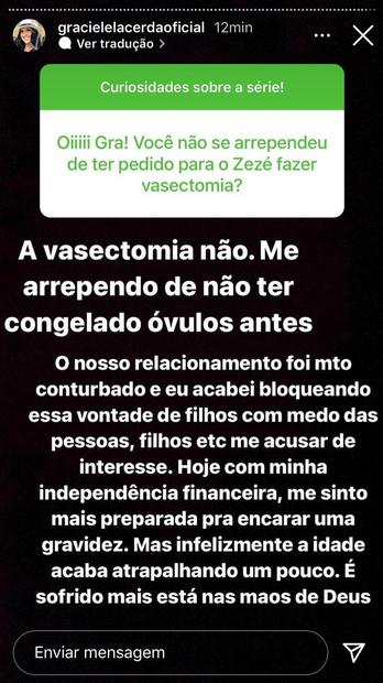 Graciele Lacerda sobre vasectomia de Zezé