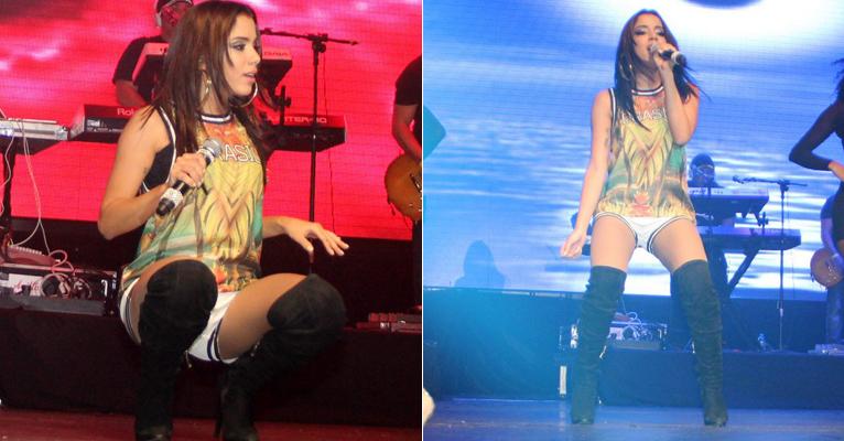 Com figurino sensual, Anitta exibe boa forma em show no Rio de Janeiro