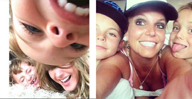 Claudia Leitte e Britney Spears mostram selfies divertidos com os filhos