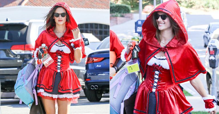 Alessandra Ambrosio vira Chapeuzinho Vermelho sexy em Halloween