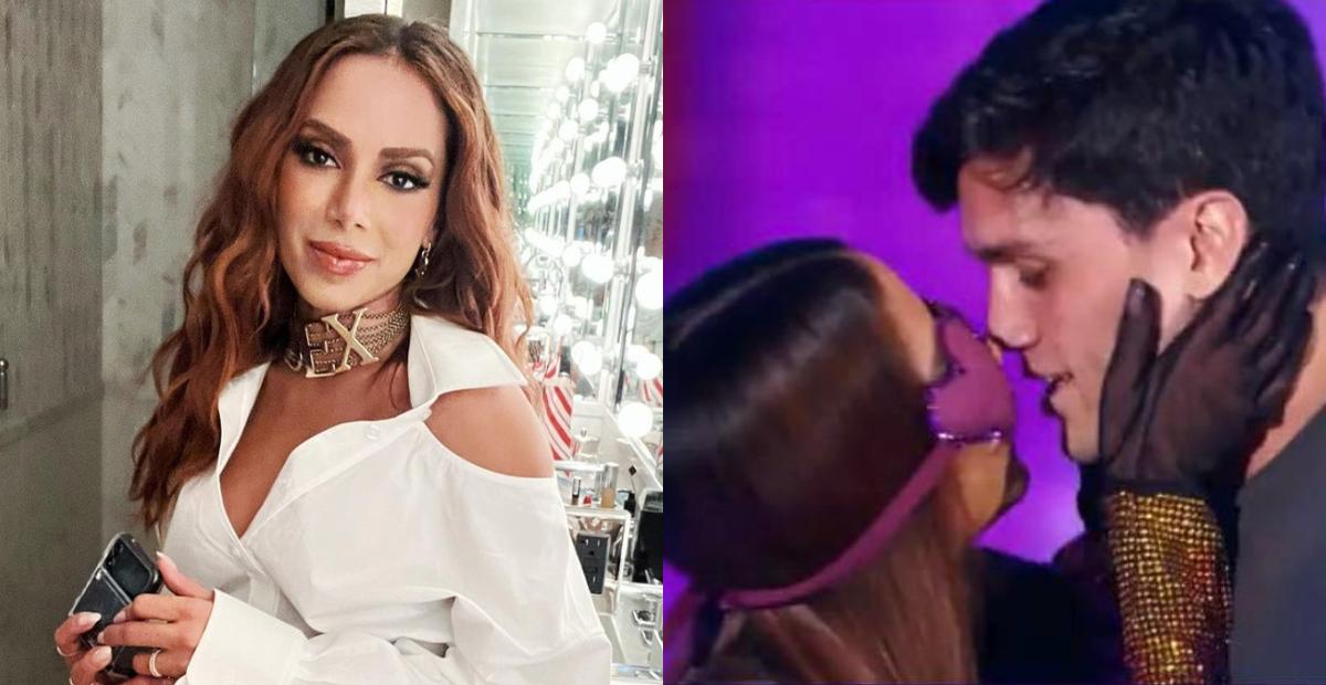 Anitta dá beijão em novo crush durante quadro do Domingão