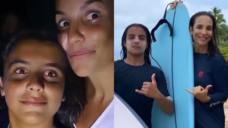 Cantora Ivete Sangalo surfa com o filho mais velho, Marcelo - Reprodução/Instagram
