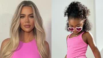 Filha de Khloé Kardashian dá show de estilo ao posar com look rosa - Reprodução/Instagram