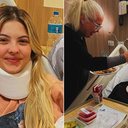 Julia Gomes no hospital após fratura na coluna - Foto: Reprodução / Instagram