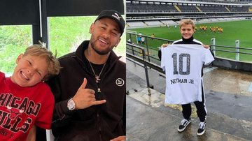 Neymar Jr se derrete com fotos do filho, Davi Lucca, no estádio do Santos - Reprodução/Instagram
