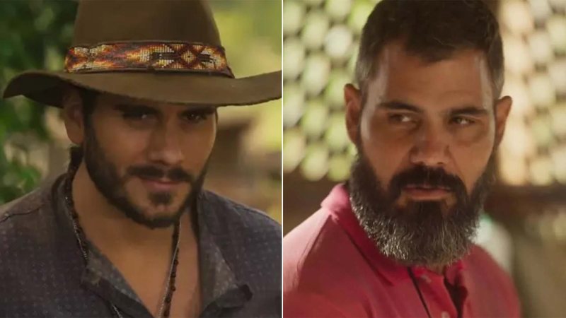 Trindade (Gabriel Sater) e Alcides (Juliano Cazarré) na novela Pantanal - Foto: Reprodução / Globo