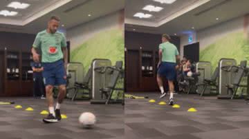 Lesionado, Neymar Jr. treina com bola em academia - Reprodução/Instagram