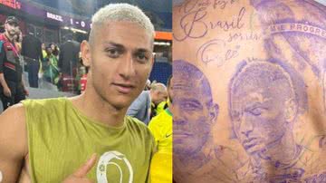 Richarlison choca ao tatuar o rosto de Neymar e Ronaldo nas costas - Foto: Reprodução / Instagram