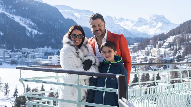 Maurício Manieri curte viagem pelos Alpes Suíços com a esposa e o filho - Divulgação