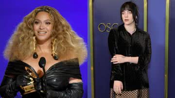 Beyoncé e Billie Eilish irão fazer performances na cerimônia do Oscar 2022 que acontece neste dia 27 - Fotos: Getty Images