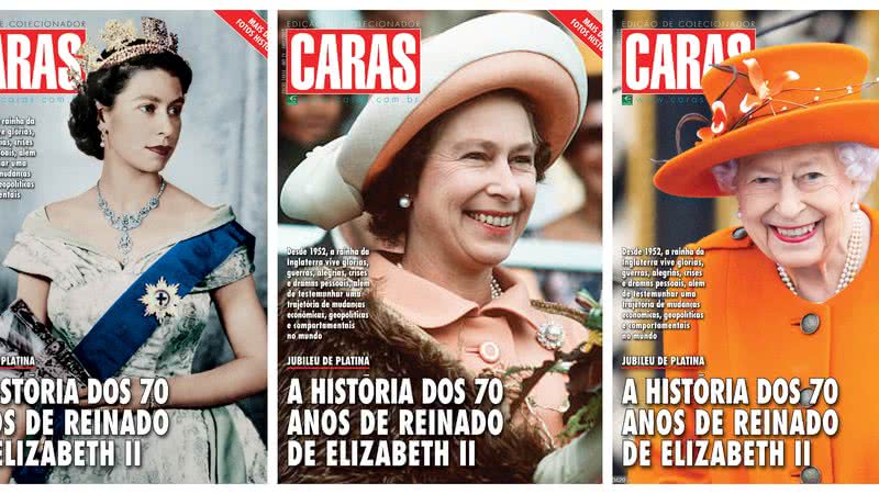 As capas da revista especial do Jubileu de Platina da Rainha Elizabeth II para votação do público - Revista CARAS/Divulgação