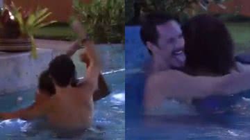 Eliezer insiste em perseguir Jessilane na piscina - Reprodução / TV Globo