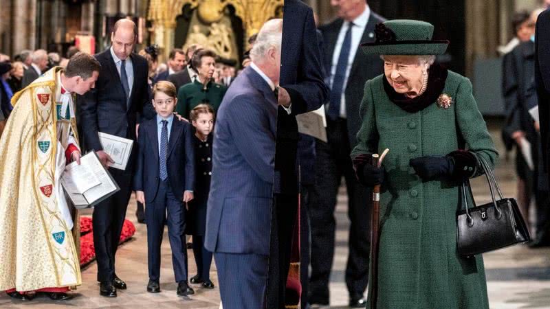 Rainha Elizabeth II, Príncipe William e família comparecem à missa em memória ao Príncipe Philip em Westminster - Foto/Getty Images