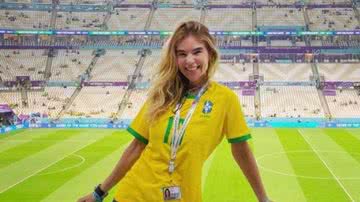 Desirée Soares, esposa de Galvão Bueno, aproveita estreia da Seleção Brasileira em área VIP providenciada pela Fifa - Foto: Reprodução / Instagram