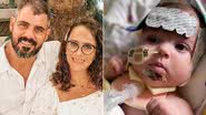 Montagem de fotos do ator Juliano Cazarré, sua esposa, Letícia, e sua filha, Maria Guilhermina - Foto: Reprodução/Instagram