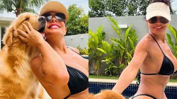 Scheila Carvalho exibe corpaço sarado em fotos na piscina com o cachorro - Reprodução/Instagram