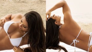 Andressa Ferreira impressiona ao surgir de biquíni branco na praia - Reprodução/Instagram/@carlosserrao.casual