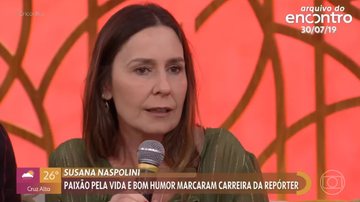 Susana Naspolini em participação no programa 'Encontro' em 2019 - Foto: Reprodução / Globo