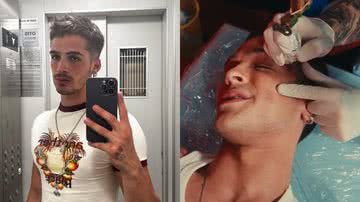 Ator João Guilherme ironiza dor de fazer tatuagem no rosto durante sessão - Foto: Reprodução / Instagram