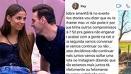 Key Alves se revolta após mensagens com Gustavo vazarem: "Eu confiei" - Reprodução/ Instagram