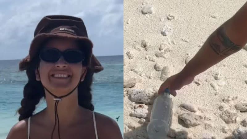 Domitia Barros surgiu limpando praia durante sua viagem às Maldivas - Reprodução: Instagram