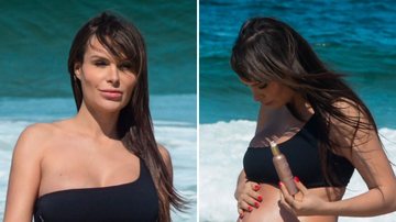Eterna Mendigata, Fernanda Lacerda exibe barrigão de grávida ao ir à praia - AgNews
