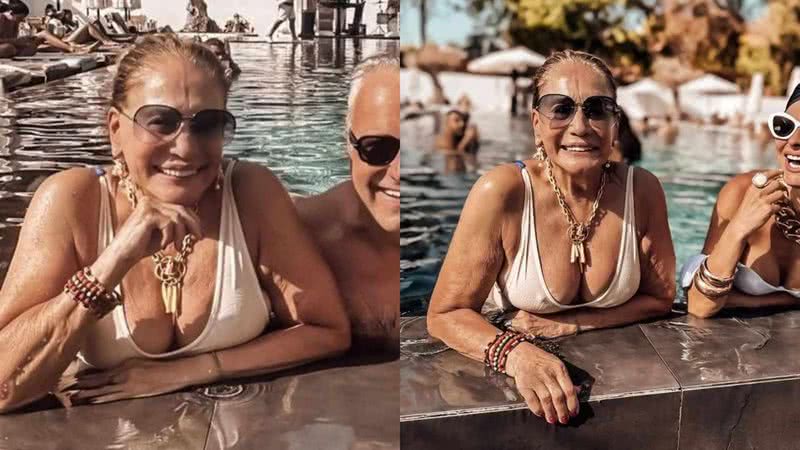 Susana Vieira curte piscina com o filho e a nora - Reprodução/Instagram