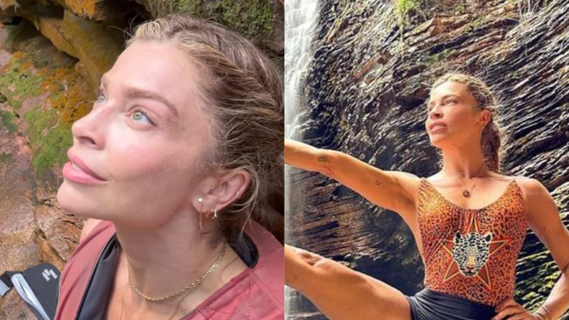 Em Cachoeira Grazi Massafera Exibe Flexibilidade Com Posição De Yoga Ousada