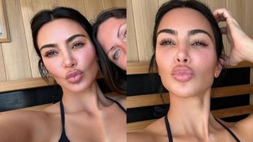 Acompanhada de amiga, influenciadora Kim Kardashian posta fotos de biquíni curtindo dia de sauna e eleva temperatura da we - Foto: Reprodução / Instagram
