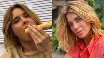Atriz Carolina Dieckmann se delicia ao comer pão feito com ferro de passar roupa - Foto: Reprodução / Instagram