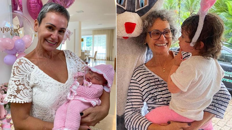 Faa Morena com a neta Suzanne, quando ela era recém-nascida e hoje em dia - Foto: Reprodução / Instagram