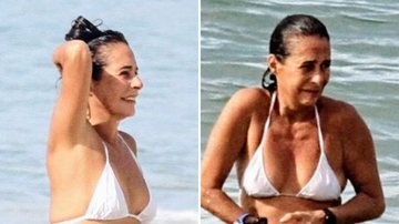 Em flagras na praia, Andréa Beltrão exibe corpo definido usando biquíni branco - Reprodução/ Instagram