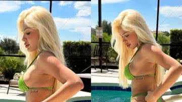Modelo Karoline Lima usa biquíni fio-dental em dia de piscina durante viagem por Miami - Foto: Reprodução / Instagram
