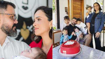Juliano Cazarré, sua esposa, Letícia, e seus cinco filhos - Foto: Reprodução/Instagram @cazarre
