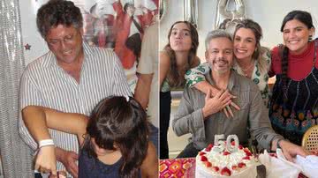 Montagem de fotos de Giulia Costa e seu pai, e Flávia Alessandra e a família - Foto: Reprodução/Instagram @flaviaalessandra @giuliacosta