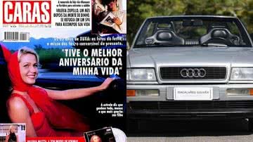 Montagem de fotos da capa de Xuxa e carro que será leiloado - Foto: Acervo Caras Brasil e Reprodução/Magalhães Gouvêa Escritório de Arte