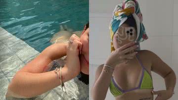 Mel Maia curtiu dia na piscina e exibiu marca do bronze em foto de biquíni no espelho - Reprodução Instagram