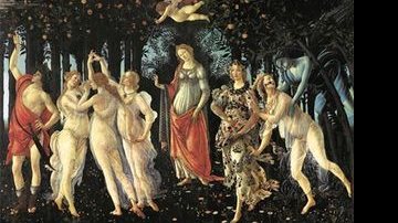 Primavera, têmpera s/madeira (201 x 313 cm), 1478: deusas vestidas como senhoras da época. Galeria degli Uffizi, Florença (Itália) - ARQUIVO ALPHABETUM