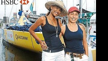 Isabel e Cissa Guimarães se encontram na Marina da Glória, Rio, para visitar o Brasil 1.