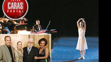 Ana apresenta o balé Três Momentos do Amor para o elenco da nova novela das 8, no Theatro Municipal do Rio. No alto, com Jayme Monjardim, Manoel Carlos e a atriz Elisa Lucinda.