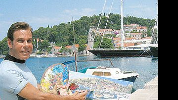 O pintor em Dubrownik, Croácia. "A Croácia é linda, o novo point dos jet setters neste verão europeu."