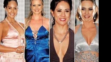 Elas exibem looks especiais para a noite repletos de bordados e brilhos em charmoso desfile em São Paulo. - Cleiby Trevisan