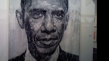 Barack Obama por Yan Pei-Ming, em exposição na Art Basel Miami Beach - Camila Almeida